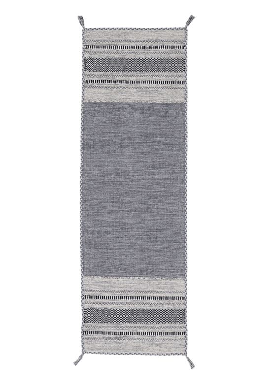 Alfombra de tejido Kilim Azizi pasillo Gris