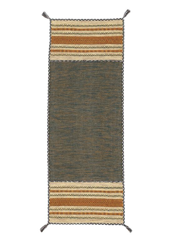 Alfombra de tejido Kilim Azizi pasillo Verde