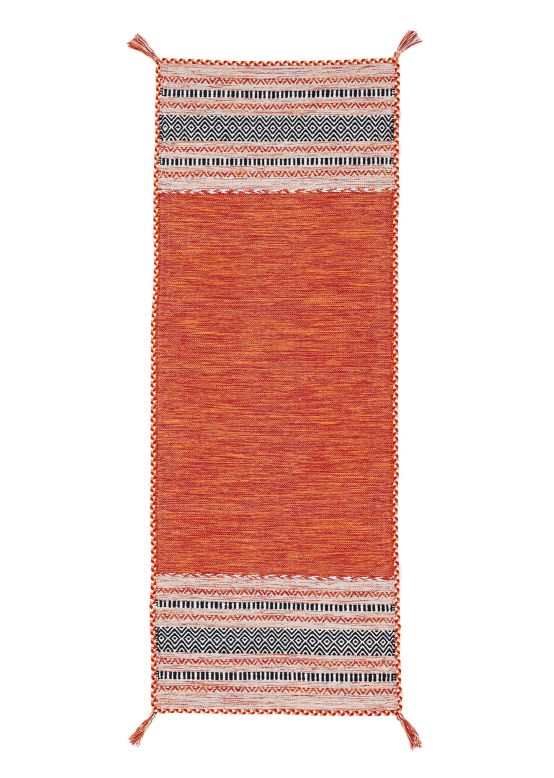 Alfombra de tejido Kilim Azizi pasillo Naranja