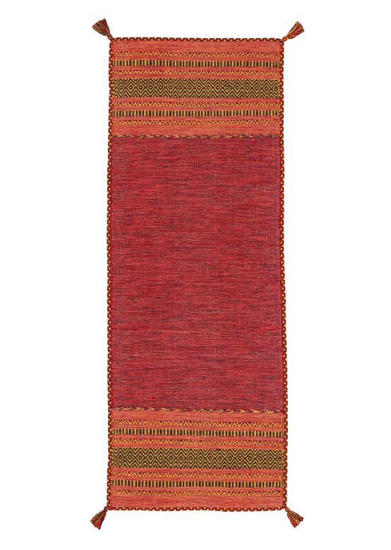 Alfombra de tejido Kilim Azizi pasillo Rojo