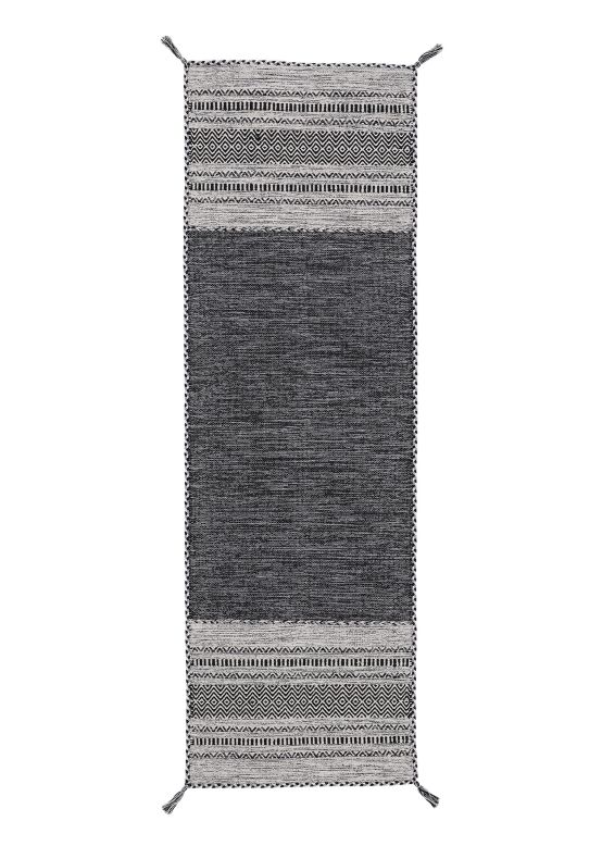 Alfombra de tejido Kilim Azizi pasillo Negro