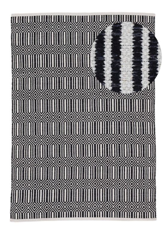 Alfombra de tejido Kilim Oregan Negro