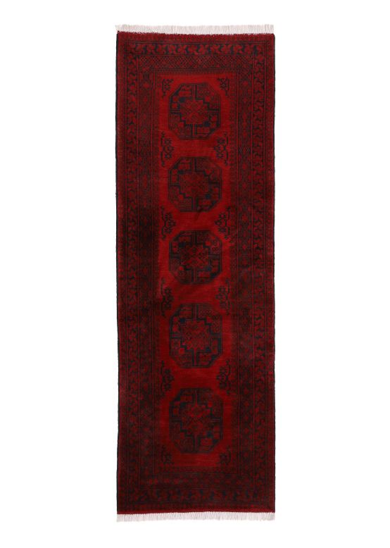 Alfombra Afghan Akhche pasillo Rojo