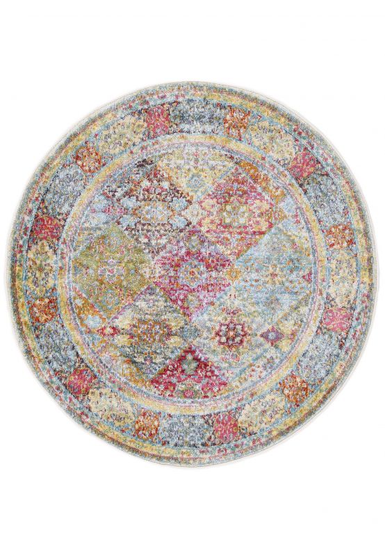 Alfombra Vintage Harleen redondo Multicolor