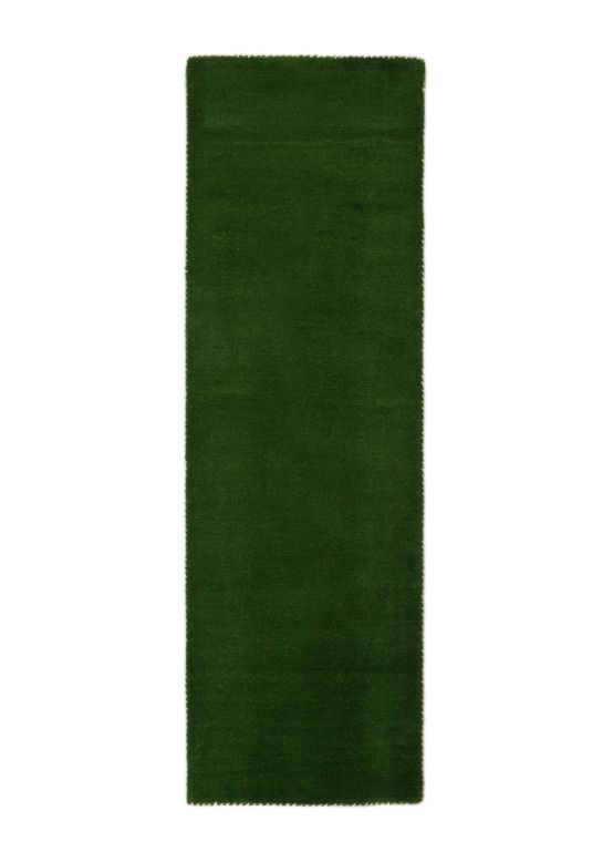 Alfombra de lana Gabbeh Uni pasillo Verde