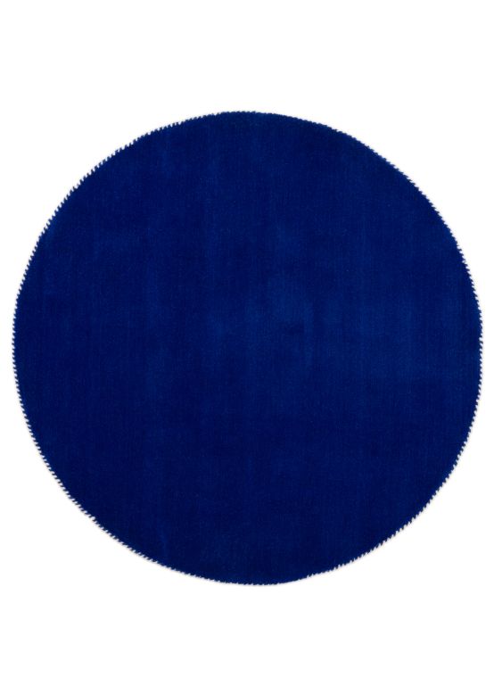 Alfombra de lana Gabbeh Uni redondo Azul