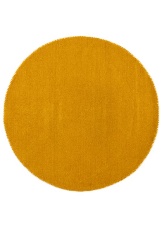Alfombra de lana Gabbeh Uni redondo Amarillo
