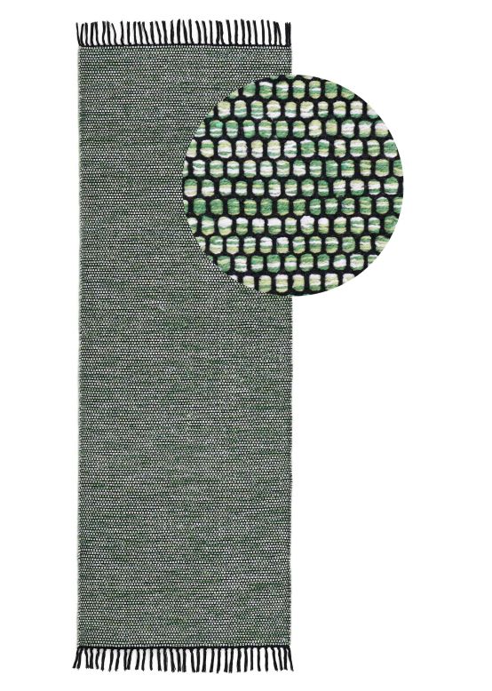 Alfombra de tejido Kilim Nadi pasillo Verde