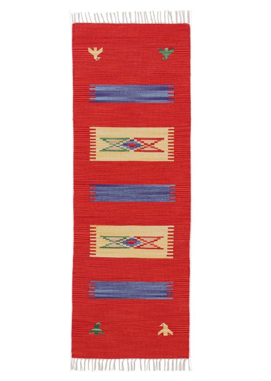 Alfombra de tejido Kilim Dodi pasillo Rojo