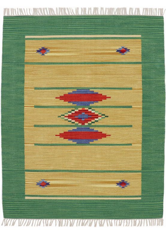 Alfombra de tejido Kilim Nilay Verde