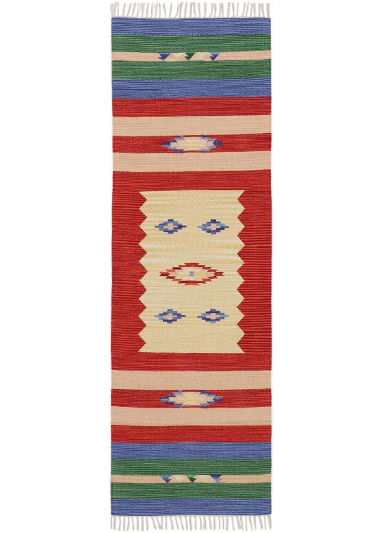 Alfombra de tejido Kilim Mira pasillo Rojo