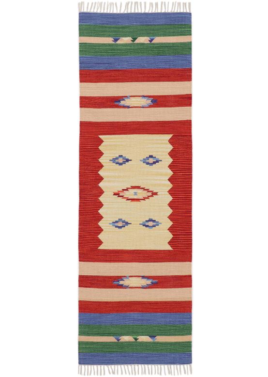 Alfombra de tejido Kilim Mira pasillo Rojo