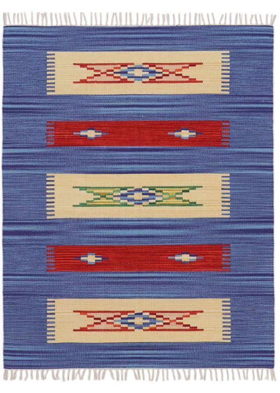 Alfombra de tejido Kilim Tara Azul