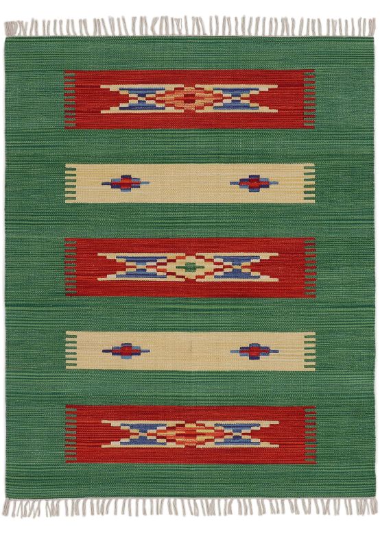 Alfombra de tejido Kilim Tara Verde