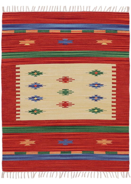 Alfombra de tejido Kilim Shiva Rojo