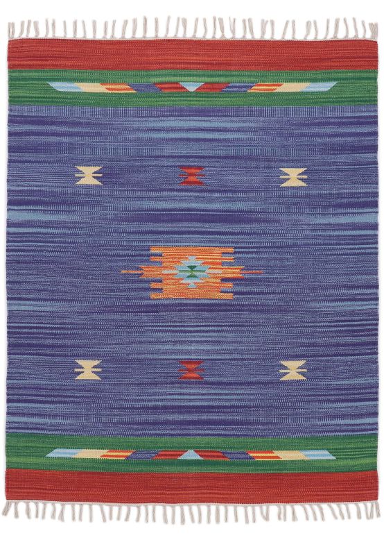 Alfombra de tejido Kilim Amal Azul