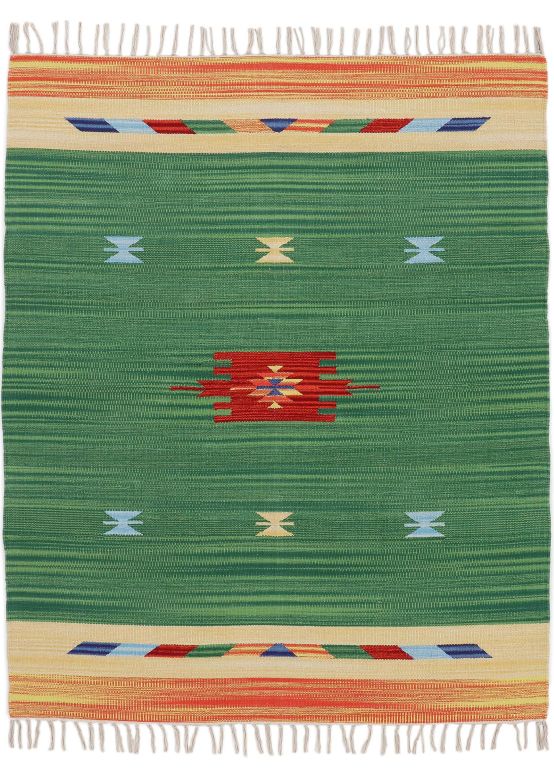 Alfombra de tejido Kilim Amal Verde