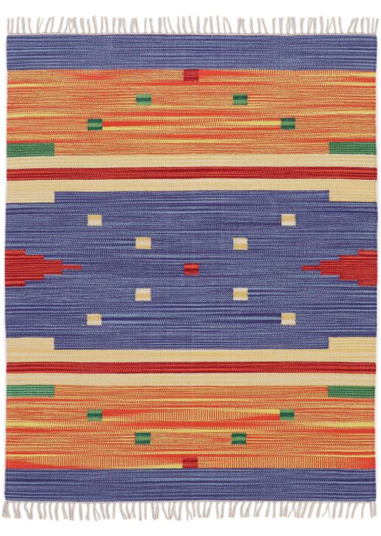 Alfombra de tejido Kilim Amar Azul