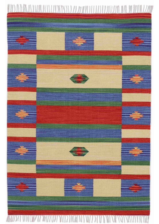 Alfombra de tejido Kilim Mirza Azul