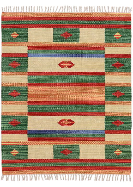 Alfombra de tejido Kilim Mirza Verde