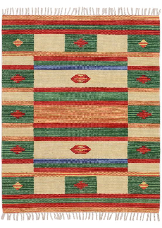 Alfombra de tejido Kilim Mirza Verde