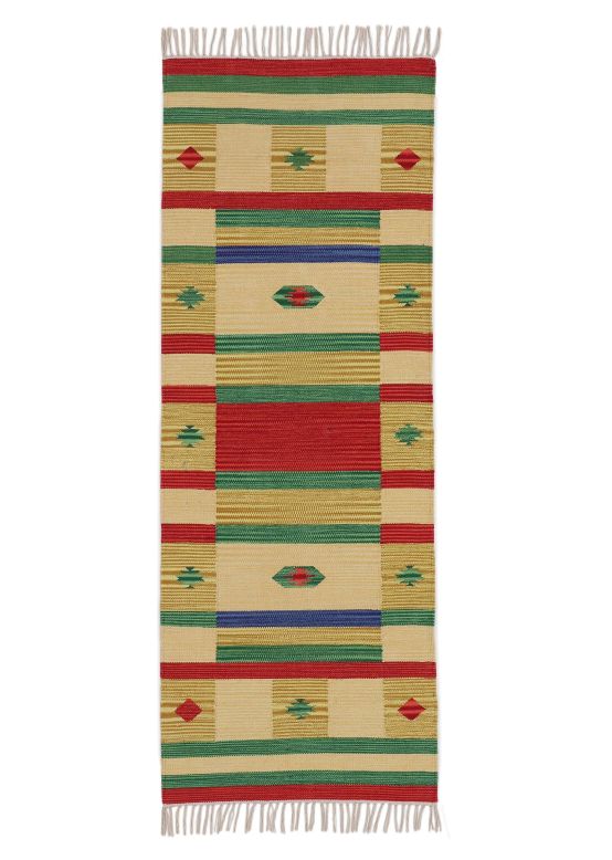 Alfombra de tejido Kilim Mirza pasillo Amarillo